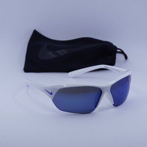 NIKE SKYLON ACE FQ4683 104 Geometric Sunglasses - White/Blue Mirror